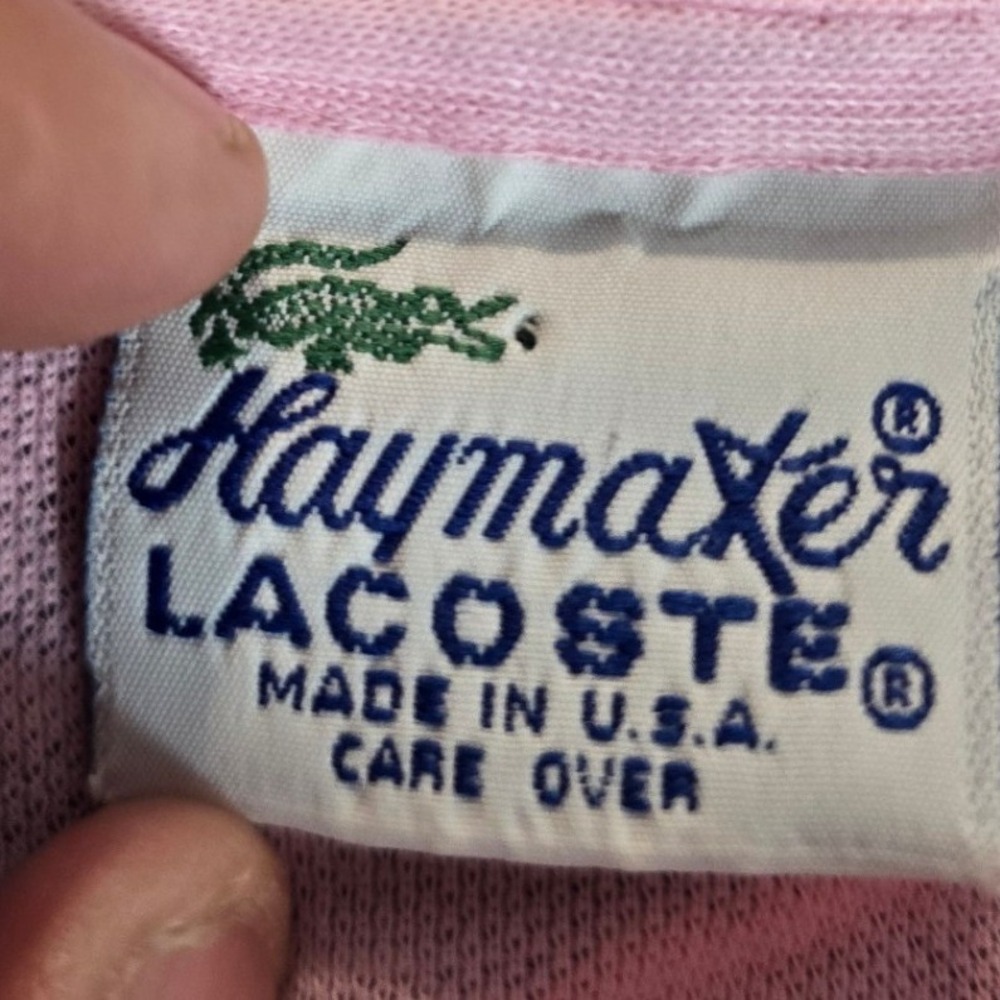 Vtg Haymaker Lacoste Women's Pink Polo Shirt Made in USA Cotton Casual Size L - Picture 3 of 10